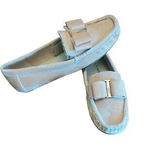 Isaac Mizrahi Live! Velvet Moccasins with Grosgrain Bow Rose Blush 6 1/5 M New